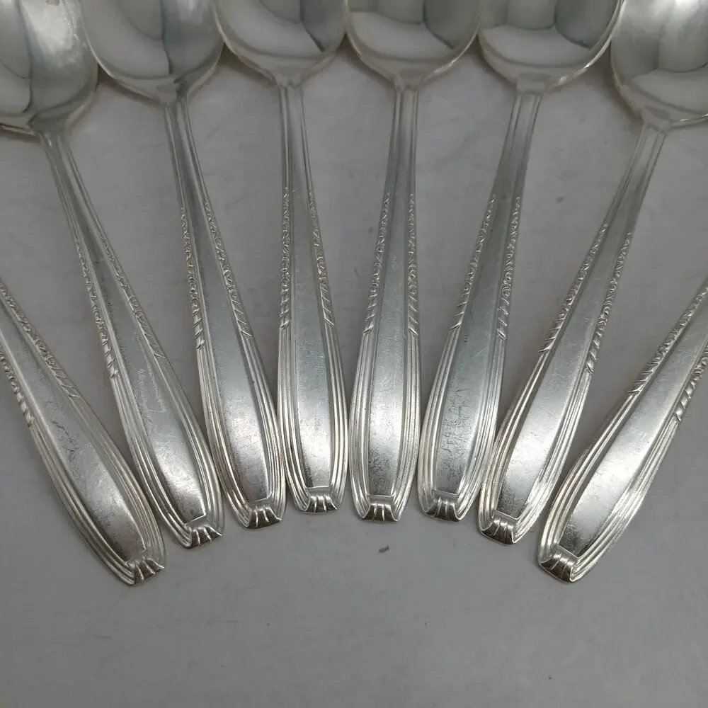 8X Tsp Harmony House by Wallace Serenade Silverplate Flatware Teaspoons Vtg